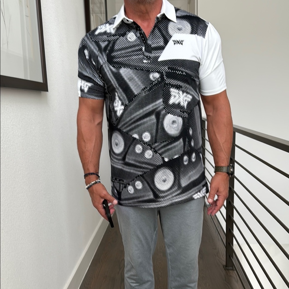PXG Black and White Polo Shirt Modern Design